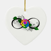 Oneindigheidssymbool met regenboogroos keramisch ornament (Achterkant)