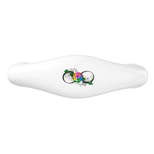 Oneindigheidssymbool met regenboogroos keramische ladegreep (Voorkant)
