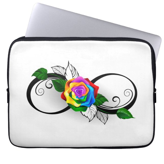 Oneindigheidssymbool met regenboogroos laptop sleeve (Voorkant)