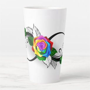 Oneindigheidssymbool met regenboogroos latte mok