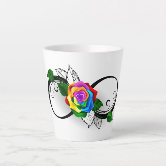 Oneindigheidssymbool met regenboogroos latte mok (Voorkant)