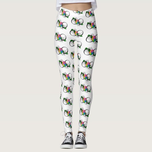 Oneindigheidssymbool met regenboogroos leggings (Voorkant)