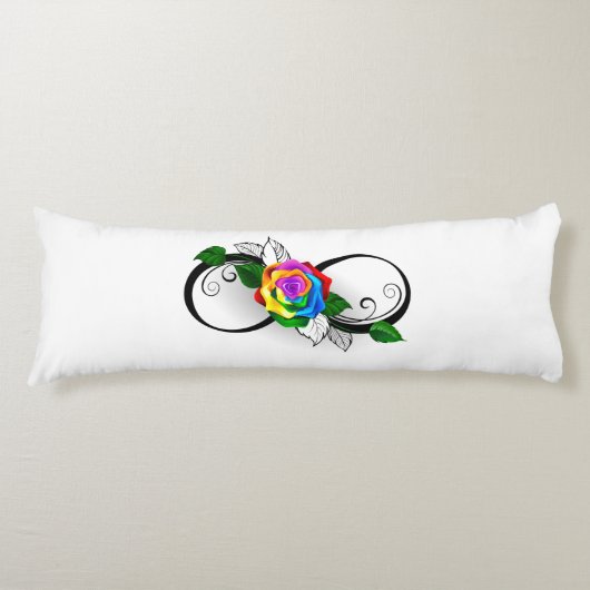 Oneindigheidssymbool met regenboogroos lichaamskussen (Voorkant)