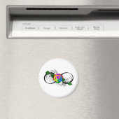 Oneindigheidssymbool met regenboogroos magneet (Insitu (Vaatwasser))
