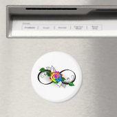 Oneindigheidssymbool met regenboogroos magneet (Insitu (Vaatwasser))