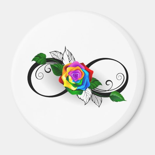 Oneindigheidssymbool met regenboogroos magneet (Voorkant)