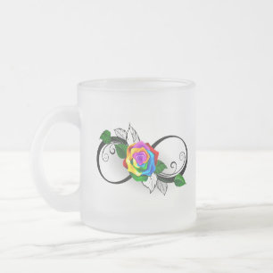 Oneindigheidssymbool met regenboogroos matglas koffiemok