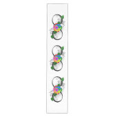 Oneindigheidssymbool met regenboogroos medium tafelloper (Voorkant)
