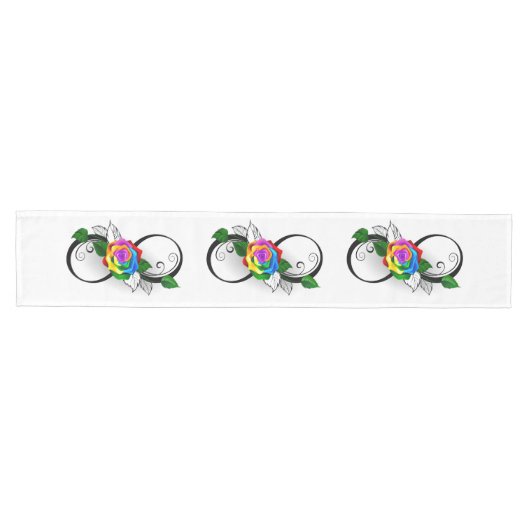 Oneindigheidssymbool met regenboogroos medium tafelloper (Horizontaal)