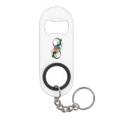 Oneindigheidssymbool met regenboogroos mini flessenopener (Achterkant)