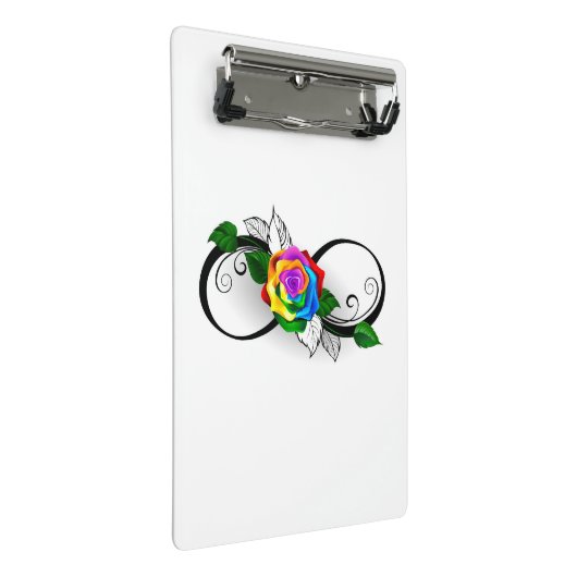 Oneindigheidssymbool met regenboogroos mini klembord (Schuin)