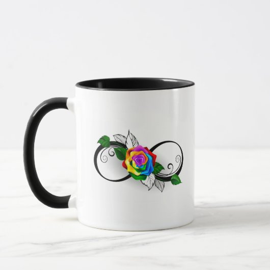 Oneindigheidssymbool met regenboogroos mok (Links)