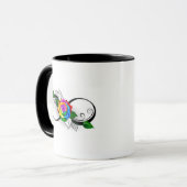 Oneindigheidssymbool met regenboogroos mok (Voorkant links)