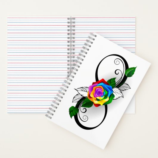 Oneindigheidssymbool met regenboogroos notitieboek (Binnen)