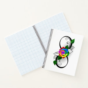 Oneindigheidssymbool met regenboogroos notitieboek