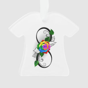 Oneindigheidssymbool met regenboogroos ornament