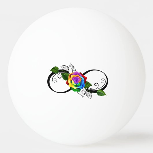 Oneindigheidssymbool met regenboogroos pingpongbal (Voorkant)