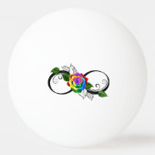 Oneindigheidssymbool met regenboogroos pingpongbal (Achterkant)