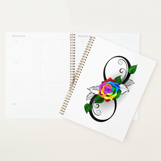 Oneindigheidssymbool met regenboogroos planner (Display)