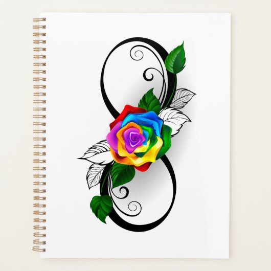 Oneindigheidssymbool met regenboogroos planner (Voorkant)
