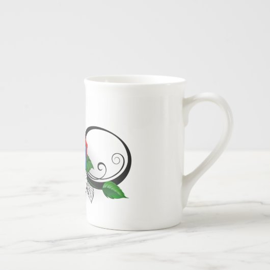 Oneindigheidssymbool met regenboogroos porselein kop (Rechts)