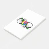 Oneindigheidssymbool met regenboogroos post-it® notes (Schuin)