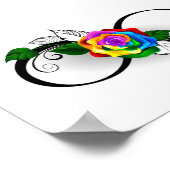 Oneindigheidssymbool met regenboogroos poster (Hoek)
