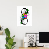 Oneindigheidssymbool met regenboogroos poster (Thuiskantoor)