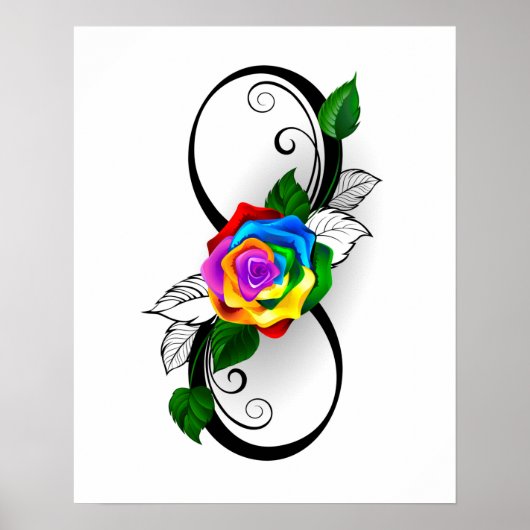 Oneindigheidssymbool met regenboogroos poster (Voorkant)