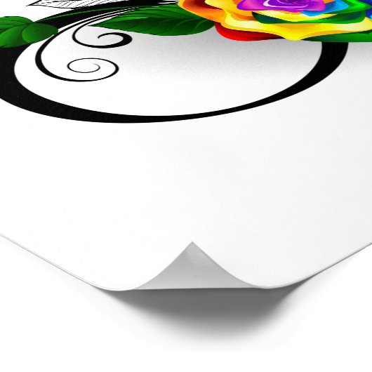 Oneindigheidssymbool met regenboogroos poster (Hoek)