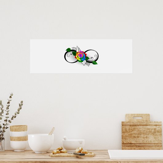 Oneindigheidssymbool met regenboogroos poster (Keuken)