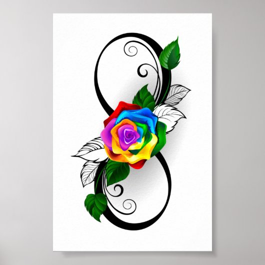 Oneindigheidssymbool met regenboogroos poster (Voorkant)