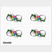 Oneindigheidssymbool met regenboogroos rechthoekige sticker (Vel)