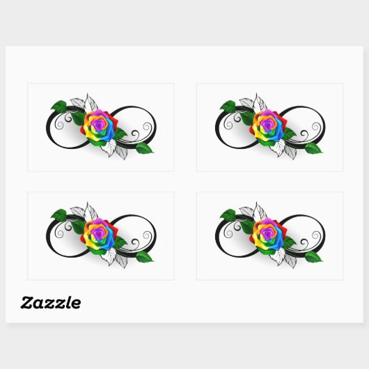Oneindigheidssymbool met regenboogroos rechthoekige sticker (Vel)
