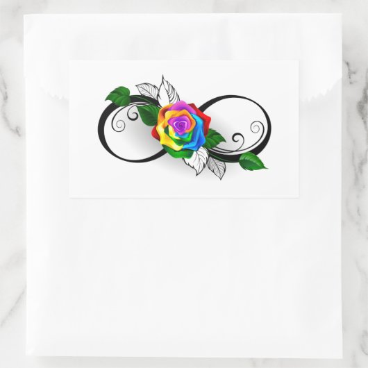 Oneindigheidssymbool met regenboogroos rechthoekige sticker (Tas)
