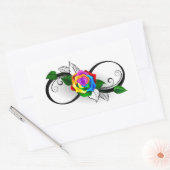 Oneindigheidssymbool met regenboogroos rechthoekige sticker (Envelop)