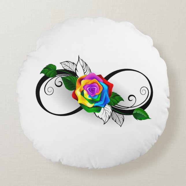 Oneindigheidssymbool met regenboogroos rond kussen (Voorkant)