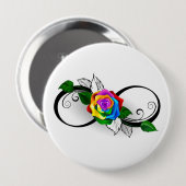 Oneindigheidssymbool met regenboogroos ronde button 4,0 cm (Voorkant /achterkant)