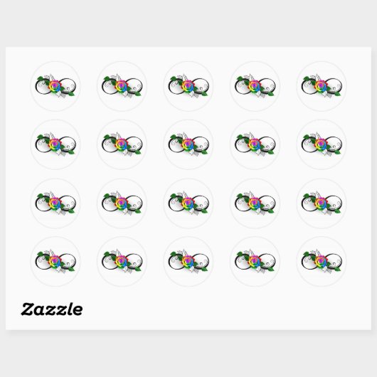 Oneindigheidssymbool met regenboogroos ronde sticker (Vel)
