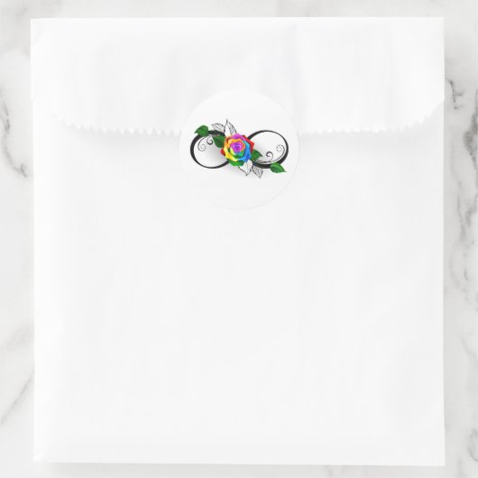 Oneindigheidssymbool met regenboogroos ronde sticker (Tas)