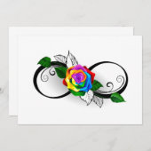 Oneindigheidssymbool met regenboogroos save the date (Voorkant / Achterkant)