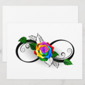 Oneindigheidssymbool met regenboogroos save the date (Voorkant / Achterkant)