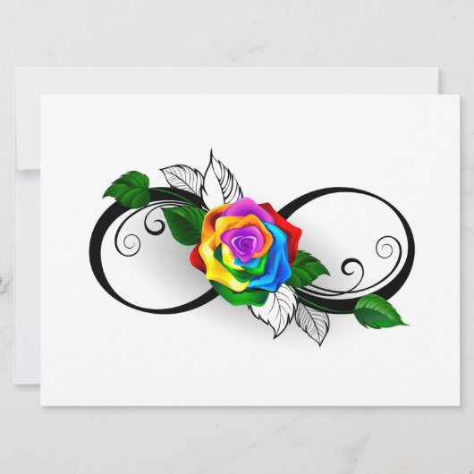 Oneindigheidssymbool met regenboogroos save the date (Voorkant)