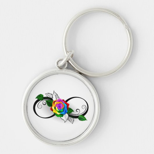 Oneindigheidssymbool met regenboogroos sleutelhanger (Voorkant)