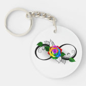 Oneindigheidssymbool met regenboogroos sleutelhanger (Voorkant)