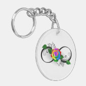 Oneindigheidssymbool met regenboogroos sleutelhanger (Voorkant Links)