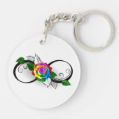 Oneindigheidssymbool met regenboogroos sleutelhanger (Achterkant)