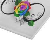 Oneindigheidssymbool met regenboogroos snijplank (Hoek)