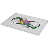 Oneindigheidssymbool met regenboogroos snijplank (Hoek)