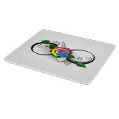 Oneindigheidssymbool met regenboogroos snijplank (Hoek)